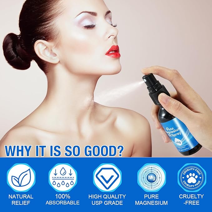 Magnesium Oil Spray, Pure Magnesium Chloride Oil Spray, Magical Magnesium Body Spray 2.02 Fl.Oz, 1PC