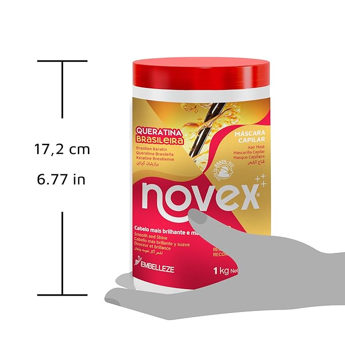 Novex Brazilian Keratin Deep Conditioning Mask, 35.3 oz - Reconstructive Keratin, Frizz control & Damage Repair