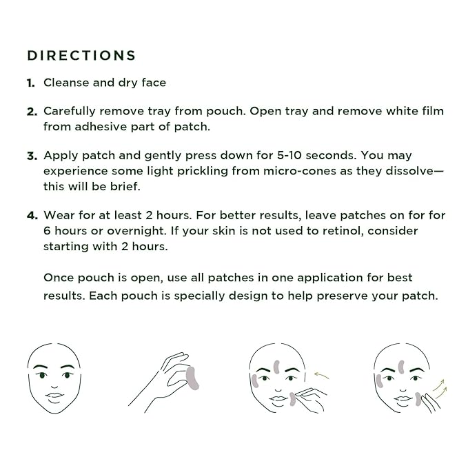 Deep Wrinkle Targeted Patches with Advanced Retinol, Hyaluronic Acid, Vitamin C, and Peptides for Forehead and Between Eyes, 6 Patches