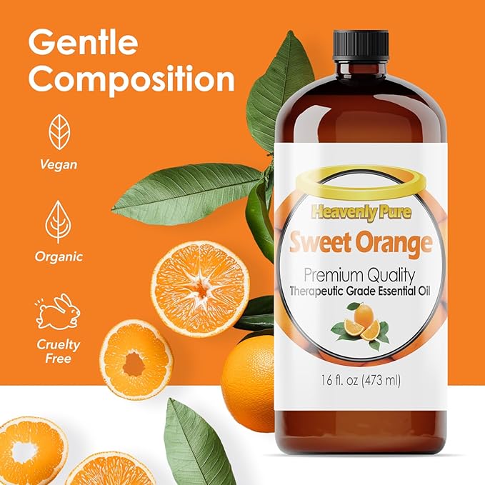 Sweet Orange Essential Oil 16 oz Large Bottle for Diffuser, Candle, Soaps, Aromatherapy - 473 ml