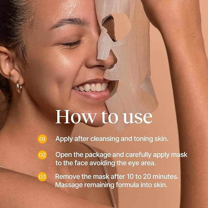 Lemon Dill Radiant Glow Cotton Mask, Brightening, Vegan, Korean Skin Care Face Mask 25g*5 sheets