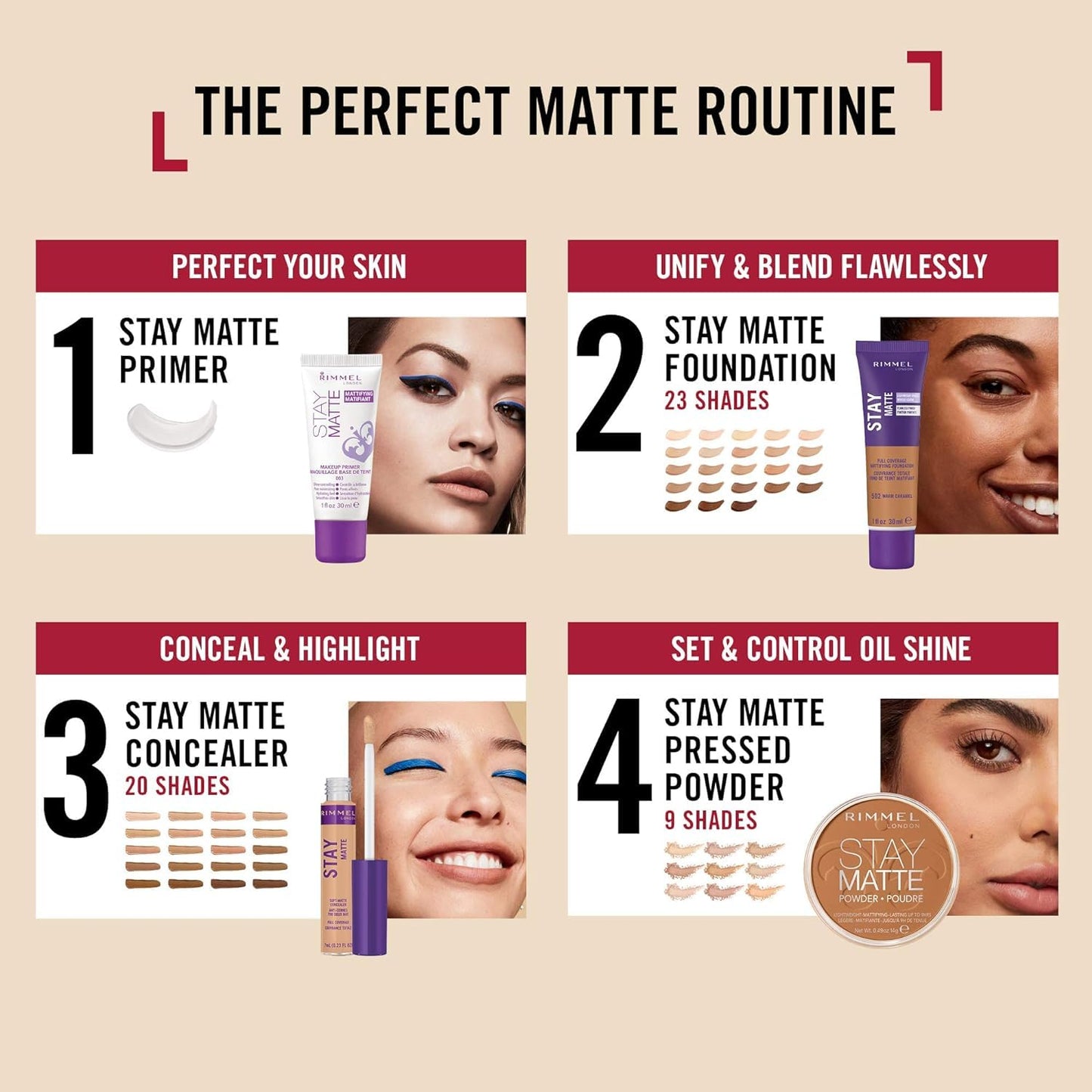 Rimmel London Stay Matte - 210 Shell - Concealer, 24-Hour Wear, Shine Control, Fights Free Radicals, 0.23oz