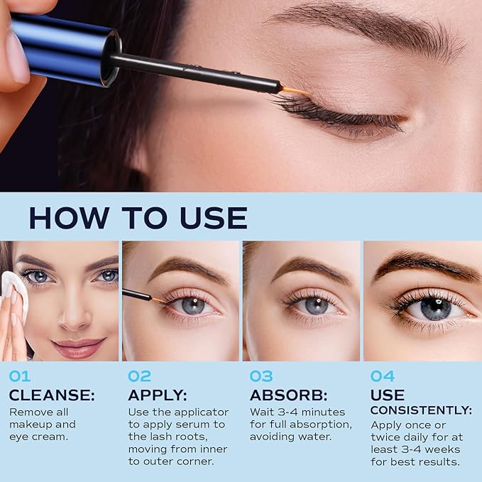 Premium Eyelash Growth Serum, LashRay Advanced Rapid Lash Serum for Eyelash Growth with Natural Formula - Boost Thicker, Longer Eyelashes and Eyebrows