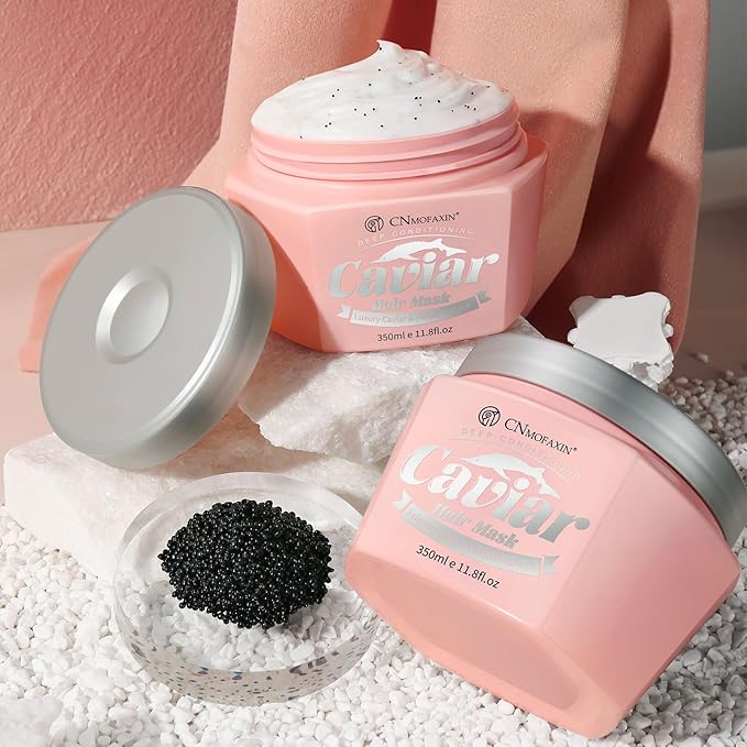 Caviar Hair Mask, Enriched with Caviar Essence, Keratin, & Herbal Extracts for Ultimate Shine & Softness, Deep Conditioning Treatment for Dry or Damaged Hair, 11.8 fl oz,Sulfate-Free