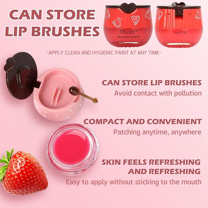 Bee Lip Balm Honey Pot,3 PCS Strawberry&Honey&Watermelon Lip Sleeping Mask,Hydrating Prevention Dry and Cracked Lip Scrubs Exfoliator Lip Care,Moisturizing Lip Mask Overnight Reduces Lip Lines