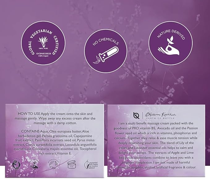 Passion Flower Massage Cream | Hydrates, Softens & Nourishes Skin | Aromatherapy Spa Cream for Glowing, Healthy-Looking Skin | Non-Greasy, Toxin-Free | 1.76 Oz (50g)