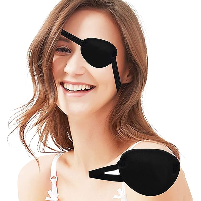 MYUBWTF Black Single Eye Mask, Pirate Skull Crossbone eye patch,Adjustable 3D Eye Patch for Adult and Kid (No Pattern)
