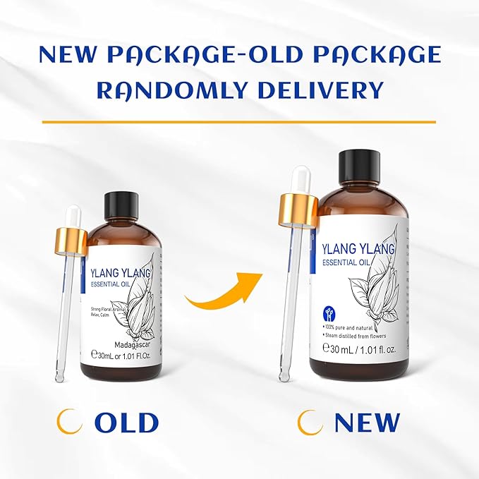 HIQILI Ylang-Ylang Essential Oil, Long-Lasting Scent for Diffusers, Perfumes, Aromatherapy, DIY - 1.01 Fl Oz