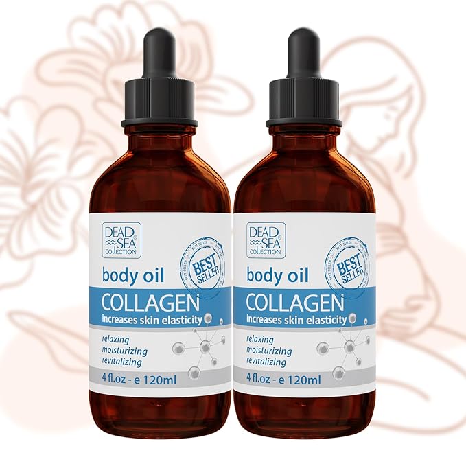 Dead Sea Collection Belly Oil for Pregnant Women - Moisturizing Body Oil with Collagen & Vitamin E - Strengthens Skin and Enhances Elasticity - Pack of 2 (4 Fl. Oz Each)