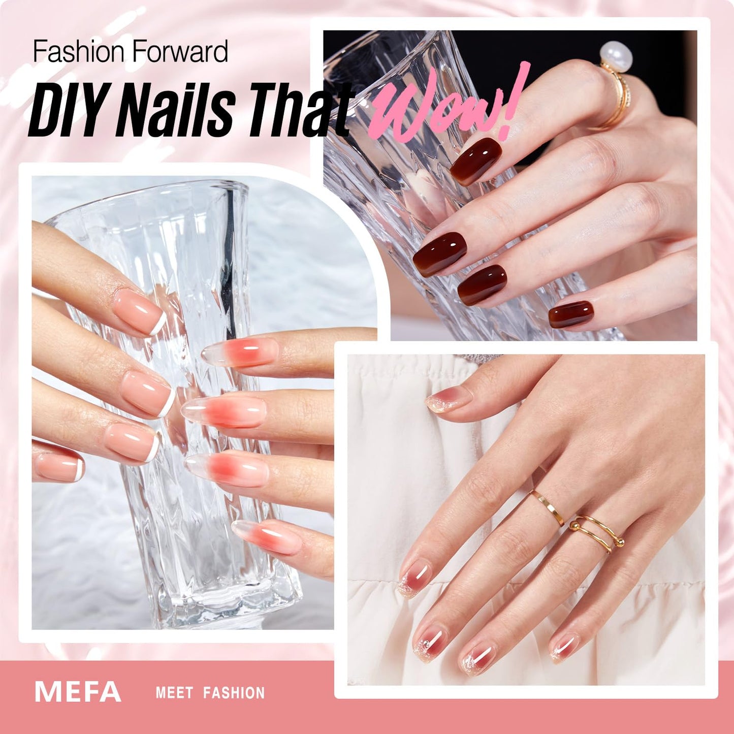 MEFA Jelly Gel Nail Polish Set, 12 Colors Jelly Red Glitter Nail Polish Set Nude Pink Milky White Nail Polish Gel Neutral Transparent Sheer Red Gel Nail Gifts for Women Girl DIY Salon Home Manicure