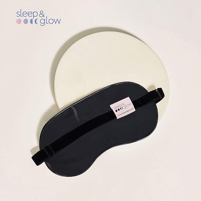 SLEEP & GLOW Silk Sleep Eye Mask Luxury Mulberry 22 Momme 100% Natural Triple Silk Blindfold with Adjustable Strap for Comfortable Sleeping & Face Skin Care (White)