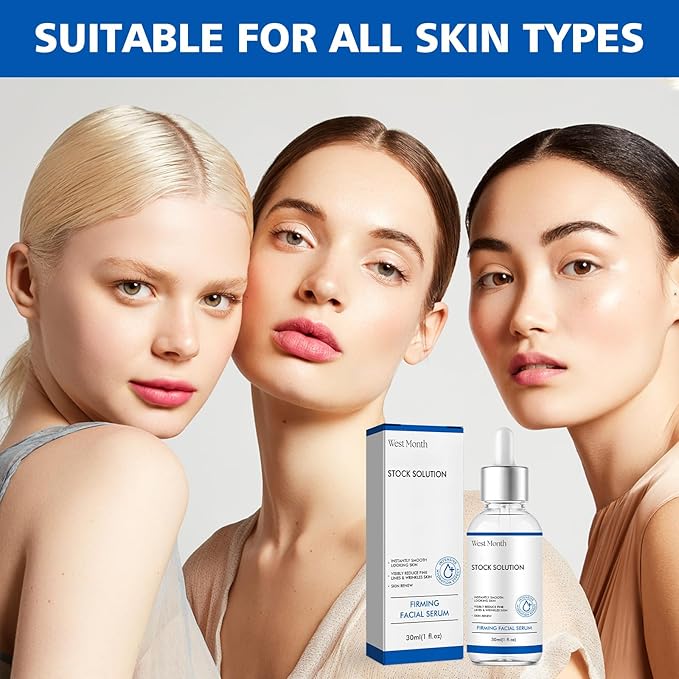 West Month Firming Facial Serum, Skincare Stock Solution, Stock Solution Facial Serum, Reduce Fine Lines Skin-Smooth Looking Skin, Deep Wrinkle Repair Serum, Suitable for All Skin Types(1PC)