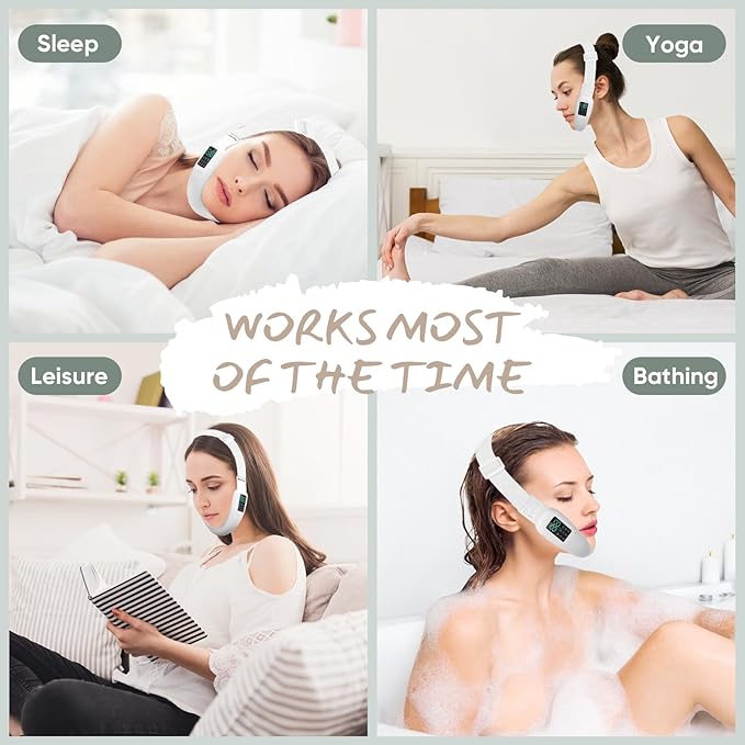 V-Face Electric Double Chin Device with 8 Modes & 15 Gear Adjustable Intensities - Intelligent V-Face Machine for Contouring Double Chin - H092