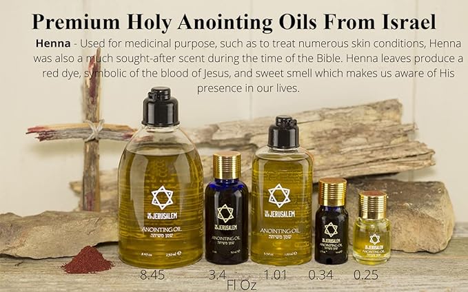 Henna Anointing Oil from Israel, Holy Spiritual Oils Bottles from Jerusalem Blessed, Handmade with Natural Ingredients and Blessed for Wedding Ceremony, Religious Use, 0.34 Fl Oz