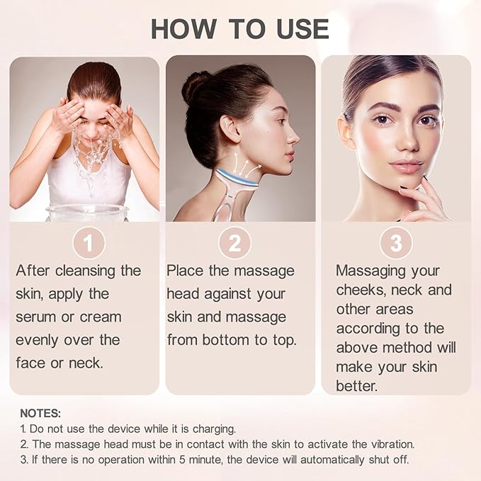 youngfocus Face-Neck-Massager, Vibration, Cooling and Thermal Functions for Multifunctional Skin Care, Anti-Aging Face Massager Improve, Firm, Tightening and Smooth (Pink)