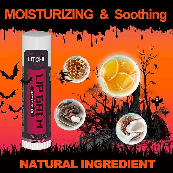 Yopela 76 Pack Halloween Natural Lip Balm Bulk with Vitamin E and Coconut Oil Lip Care Set - Moisturizing, Soothing, and Repairing Dry and Chapped Lips - 18 Flavors - Non-GMO