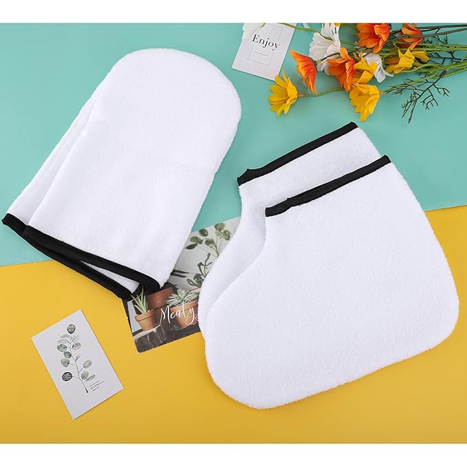 Paraffin Wax Gloves & Booties, Segbeauty Paraffin Heated SPA Mittens Foot Liners, Gloves & Socks for Hot Wax Hand thera-py Thermal treat-ment Home DIY SPA Wax Warmer Paraffin Wax Machine White