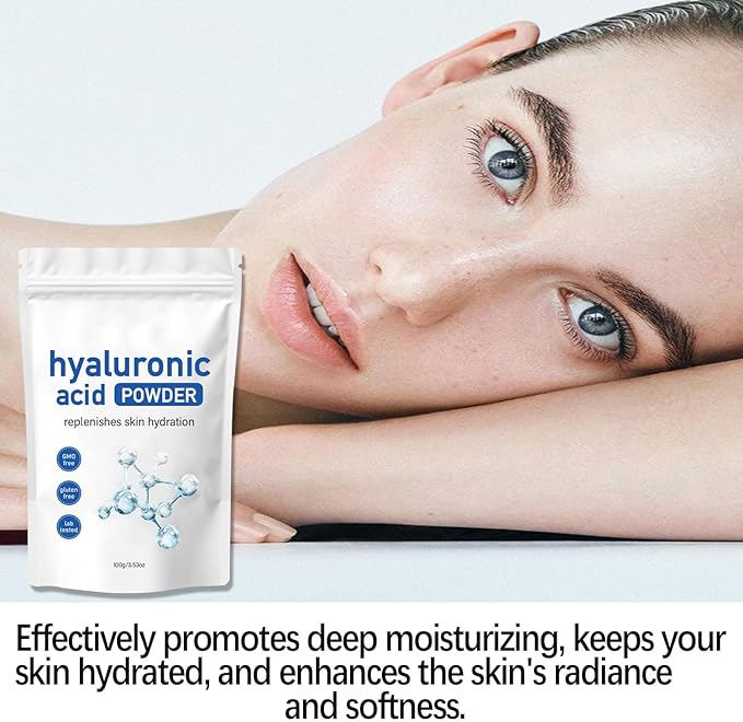 Hyaluronic Acid Powder, Hyaluronic Acid Powder for Skincare, DIY Facial Serum,Low Molecular Weight, Water Soluble Hydrating Ingredient for Skin Moisture (1PCS)