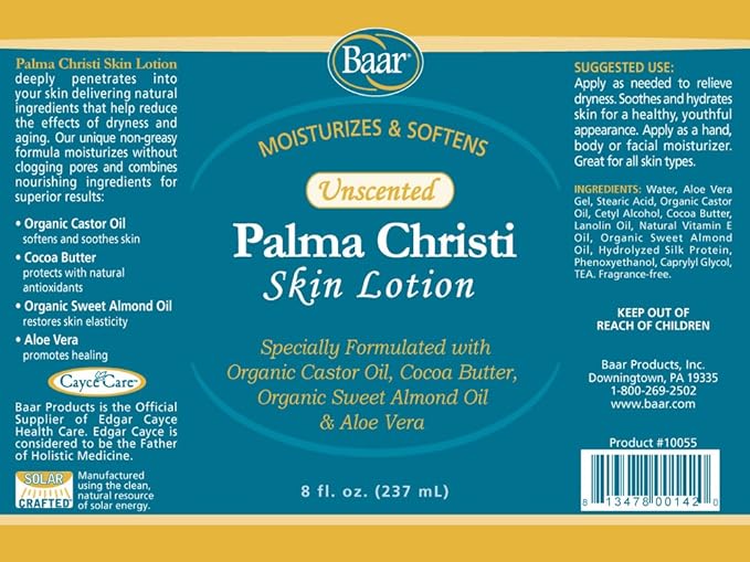 Baar Unscented Palma Christi Skin Lotion, 8 fl. oz.
