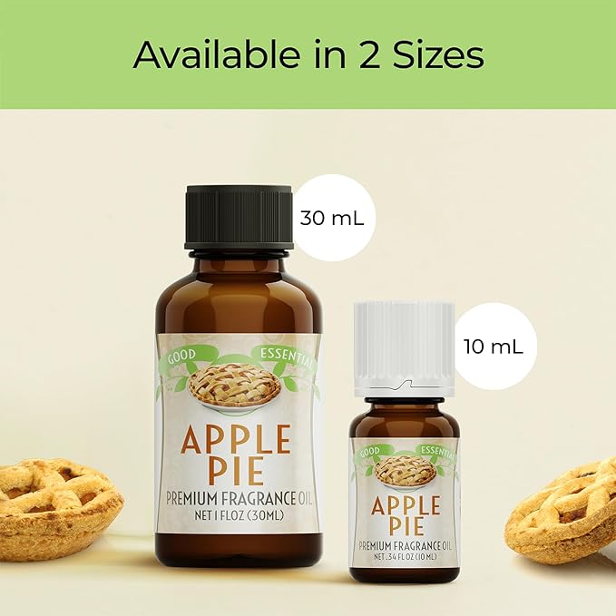 Good Essential Professional Apple Pie Fragrance Oil 10ml for Diffusers, Candles, Soaps, Lotions, Perfume, 0.33 fl oz