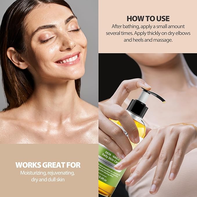 Vanilla Body Oil 260ML & Ginger Body Oil 260ML Large Bottle Body Oil for Moisturizing Skin