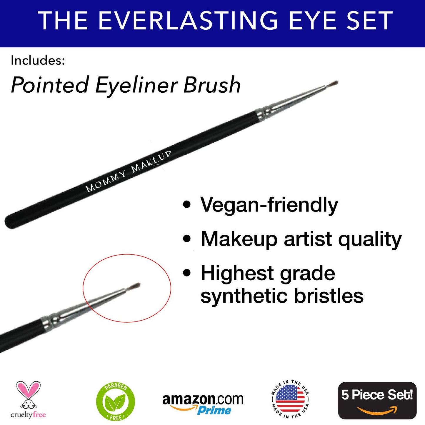 The Everlasting Eye 5 Piece Waterproof Makeup Set. Gel Eyeliner, Creme Eyeshadow, 2 brushes and Mesh Bag. Paraben-free, Talc-free, Cruelty-free. Elsa/Amethyst 1106
