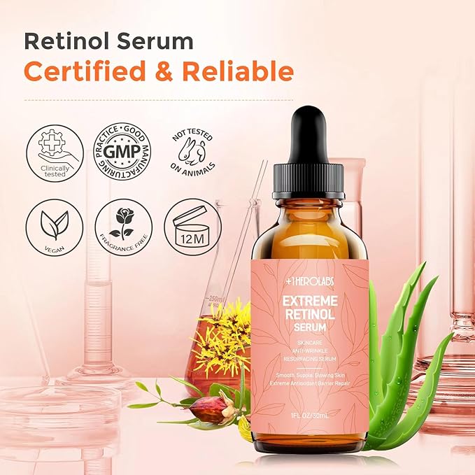 Retinol Serum for Face 2.5%, B5 Resurfacing Retinol Serum with Vitamin C, Vitamin E, Hyaluronic Acid, Niacinamide, Serum for Anti-Aging, Wrinkle Smoothing, Dark Spot Corrector, Brighten Dullness