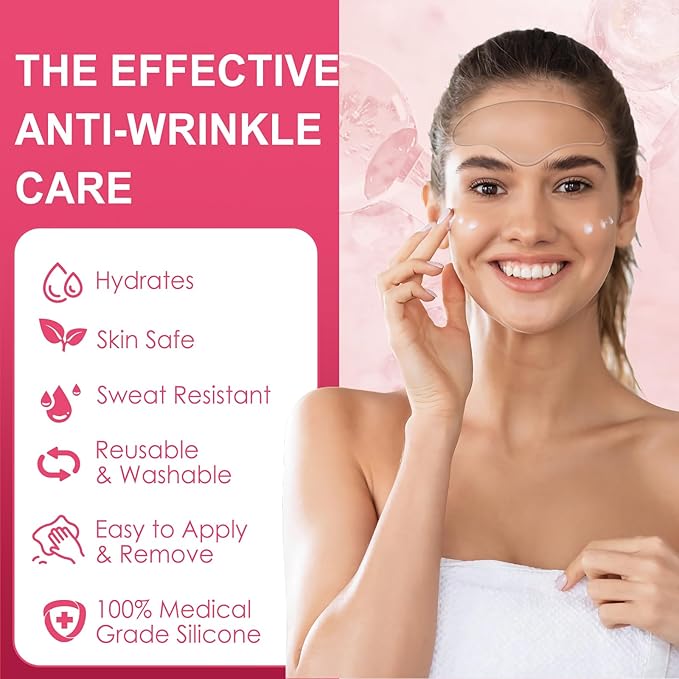 Reusable Forehead Wrinkle Patches | Forehead Wrinkles Treatment | Reusable Silicone Smoothing Pads for Brow Lift | Patches For Wrinkles | Non Invasive Reusable Wrinkle Smoothers | 4 Patches