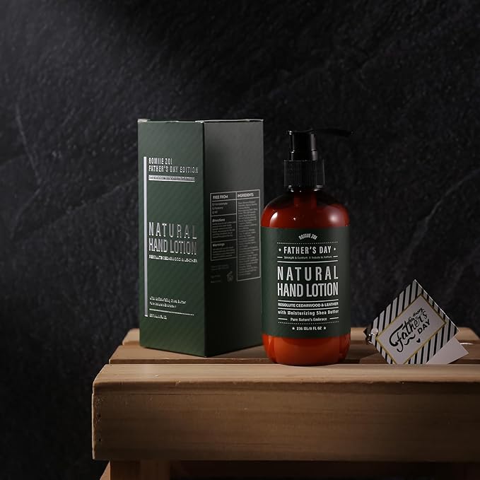 Hand & Body Lotion for Men, Father's Day Gift - Infused with Cedarwood & Leather Aroma - 236 ML /8 FL OZ