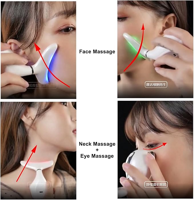 Red LED Light Therapy Device, Massager for Face & Neck, Electric Facial Massage Skin Care Tool for Women