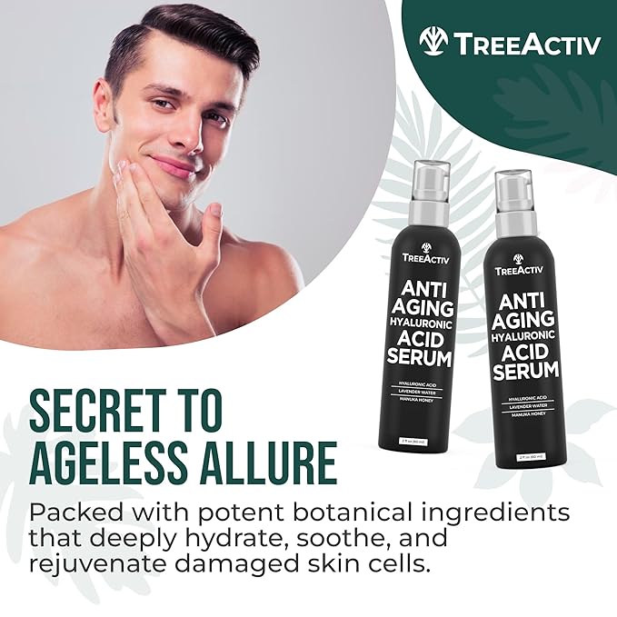 Anti-Aging Hyaluronic Acid Serum for Face 2 oz, Hydrating Wrinkle Repair for Skin Care, Pure Hyaluronic Acid Face Serum for Women, Oil-Free Anti-Aging for Advanced Skin Repair TreeActiv