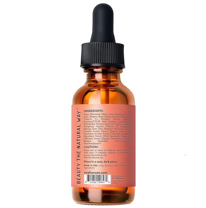 Eve Hansen Vitamin C Serum for Face - Facial Serum with Hyaluronic Acid, Vitamin E and Aloe Vera 1 oz - for softer, smoother, and more refined Skin