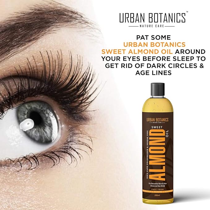 Pure Cold Pressed Sweet Almond Oil for Hair and Skin, 6.76 fl.Oz (Odorless)