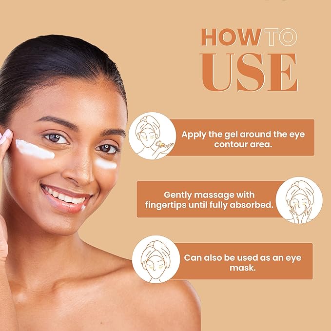 WildOak Organic Aloevera + Collagen Under Eye Power Gel | Advanced Cooling, Fades Dark Circles, Wrinkles & Puffiness | Anti-Aging, Hydrating & Firming Formula | Lightweight & Fast Absorbing | 1.76 oz