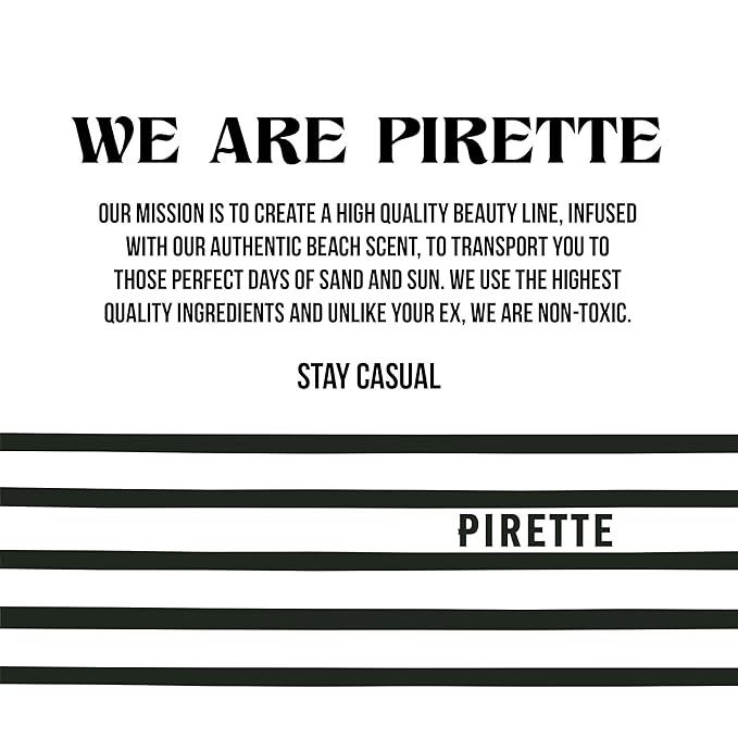 PIRETTE Coconut Oil Scrub, Women’s Beach Inspired Sugar Body Scrub, Safe for Sensitive Skin, Notes of Fresh Coconut, Surf Wax & Sunscreen, 8 Fl Oz