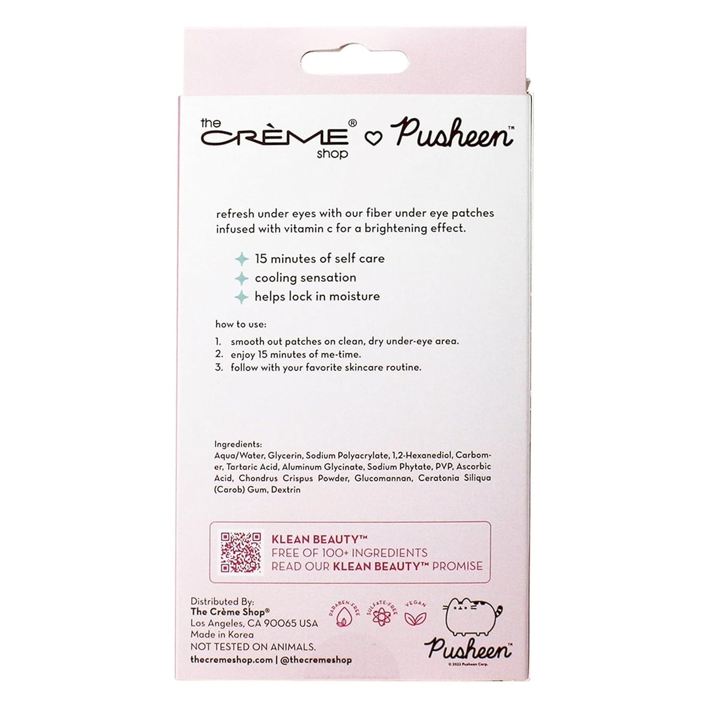 The Crème Shop X PUSHEEN KLEAN BEAUTY™ Fiber Under Eye Patches | Vitamin C Infused for Brightening | Cooling & Moisturizing | Set of 3 Pairs | Vegan & Cruelty-Free (Set of 3)