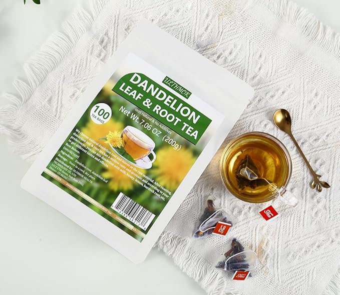 Premium Dandelion Leaf & Root Tea,100 Tea Bags/7.06Oz,for Liver & Kidney Health,Roasted Detox Herbal Tea. Support Digestion & Boost Immune System, Caffeine Free.