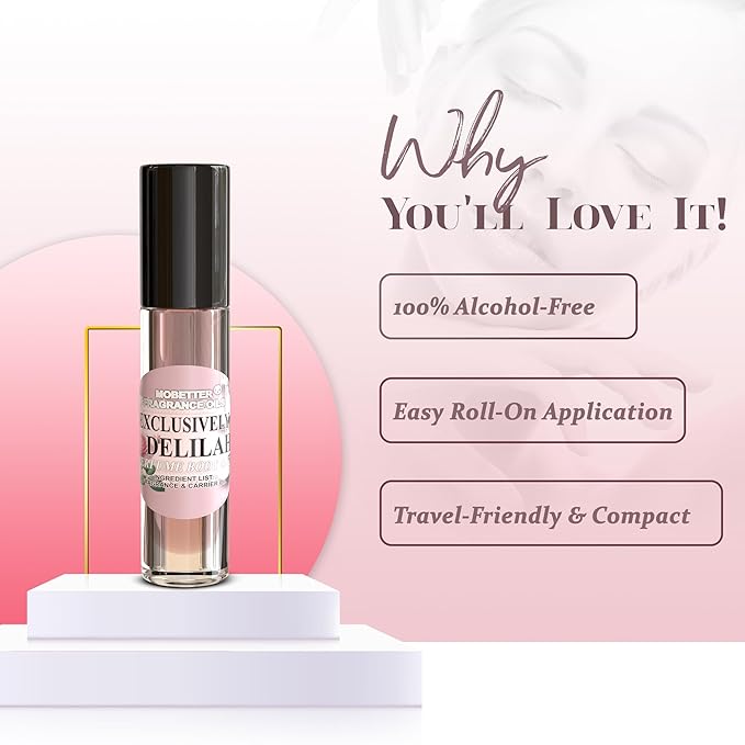 MOBETTER FRAGRANCE OILS' Exclusively Delilah Perfume Body Oil, Litchi, Pear, Bergamot, Grapefruit and Pink Pepper, Long Lasting, Travel Size