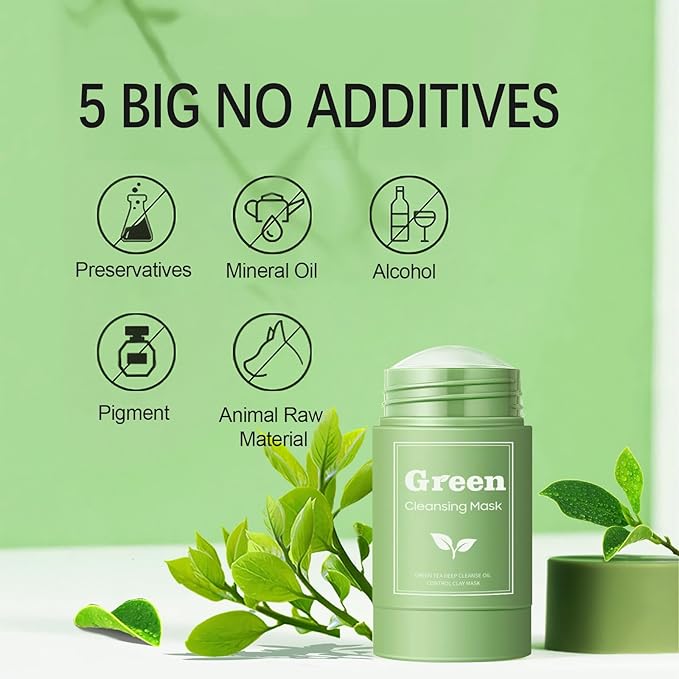 Green Tea Purifying Clay Face Mask, Blackhead Remover With Green Tea Extract, Face Moisturizing,Deep Pore Cleansing for All Skin Types of Men And Women (1 PCS)