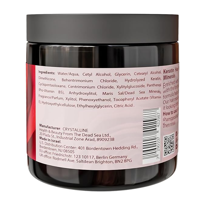 Dead Sea Collection Keratin Hair Mask - Repair, Strengthening and Hydrating Treatment for Damaged Hair - with Nourishing Dead Sea Minerals and Keratin - 16,9 Fl. Oz