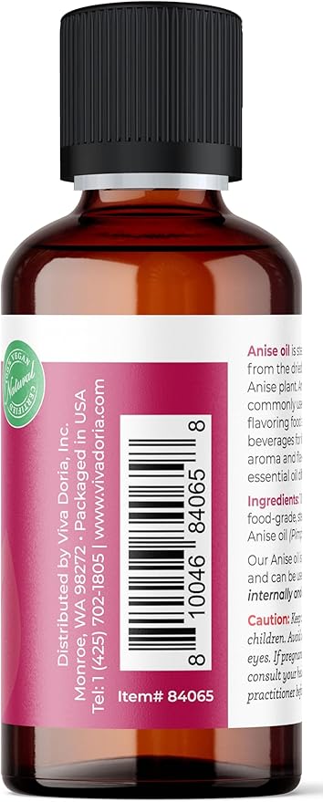 Viva Doria Anise Essential Oil, 100% Pure, Natural, Anise Star Essential Oil, Undiluted, for Aromatherapy | Food Grade, 30 mL (1 Fluid Ounce)