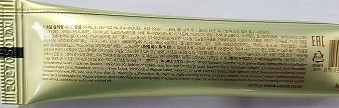 LA'DOR Snail Sleeping Hair Ampoule Serum - Intensive Overnight Leave-In Mask - Treatment for Frizzy Dry Damaged Thinning Hair Korean Haircare LADOR