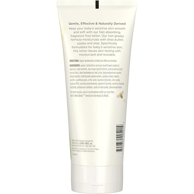 Burt's Bees Baby Ultra Gentle Lotion with Aloe for Sensitive Skin, Pediatrician Tested, 99.0% Natural Origin, 6 Ounces