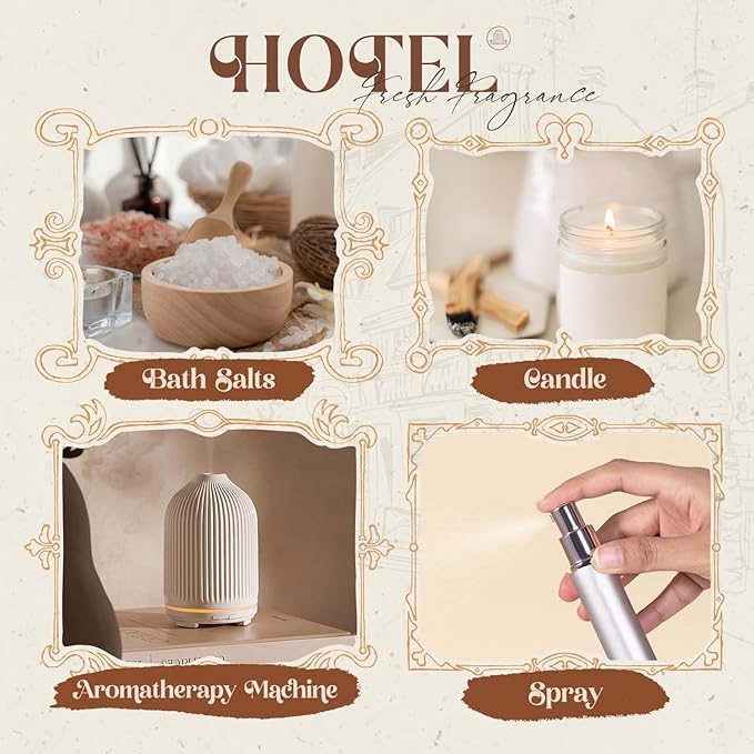 Hotel Fragrance Oils Set, Essential Oil Gift Set for Diffuser, Hotel Scent Diffuser Oil, Diffuser Scents Oil for Home, White Tea, Jasmine Mint, Sandalwood, Luxury Night, Seaside, Myway