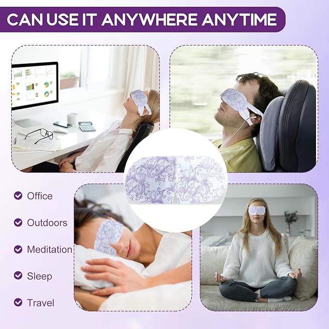 XPCARE 32 Pack Steam Eye Masks for Dry Eyes, SPA Warm Sleep Eye Mask, Disposable Heated Eye Mask for Dark Circles, Puffy Eyes, Relief Stress Eye Fatigue(Lavender)