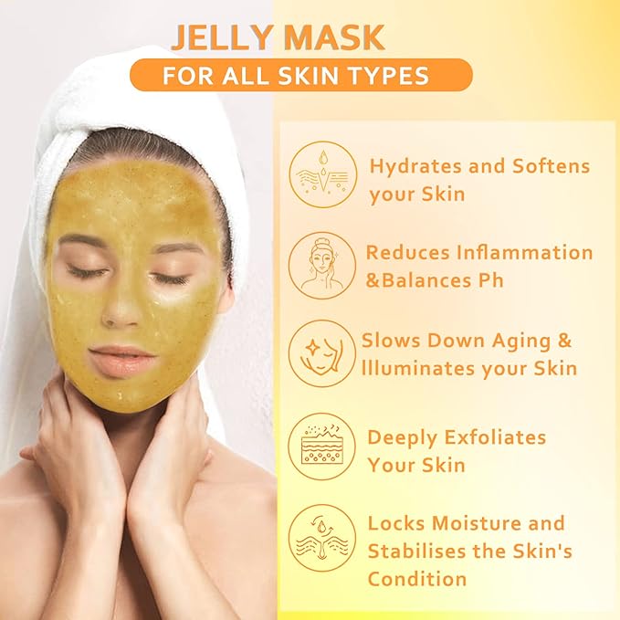 Jelly Mask Powder for Facials,Tea Tree Moisturizing Jelly Face Mask,24k Gold Jelly Face Mask,Face Masks with Double-ended Silicone Brush, 23 Fl Oz