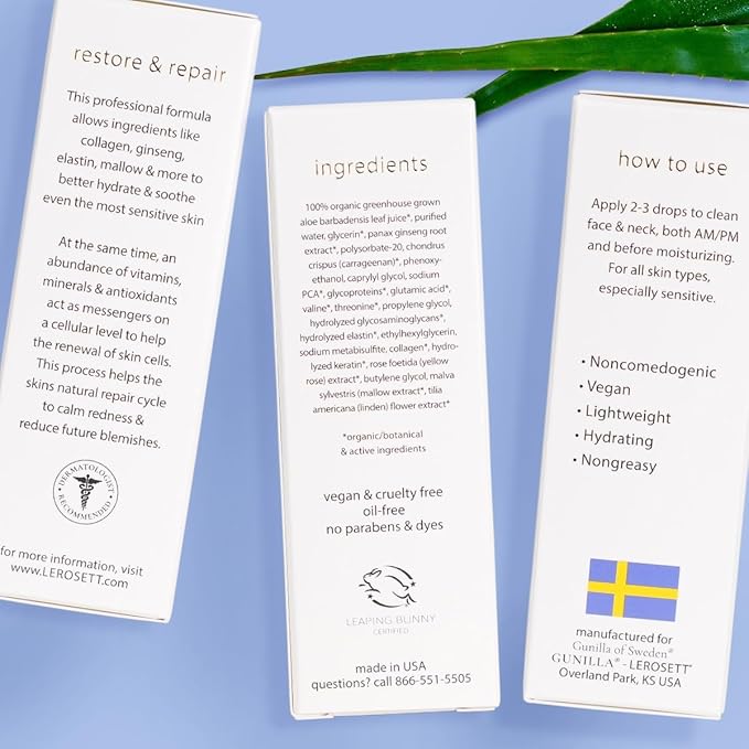 LEROSETT Serum for Acne Scarring Healing, Pimples, Redness, Breakouts, Blemishes, Hydrate & Soothes Irritated Skin, Natural Serum. Spa-Grade, Plant Based, Concentrated - 1 oz