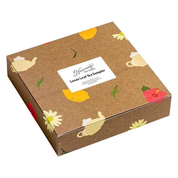 Heavenly Tea Leaves Organic Wellness Tea Sampler (Approx. 90 Servings of Tea), 9 Assorted Loose Leaf Teas & Herbal Tisanes - Great Hot or Iced, High & No Caffeine Teas, Mother's Day Gifts for Mom