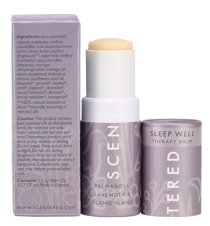 Scentered Aromatherapy Balm Stick - Sleep Well Lavender Essential Oil Roll On to Help Sleep - All Natural Sleep Aid with Palmarosa & Ylang Ylang - Aromatherapy Gifts for Women