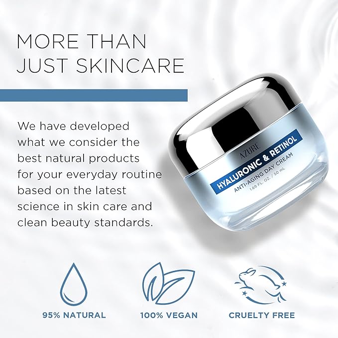 Azure Dermatologist Tested Hyaluronic & Retinol Face Moisturizer - K Beauty Anti-Aging Cream for Dark Spot Corrector Cream & Wrinkle Repair Face Cream - Korean Skincare - All Skin Type 1.69 fl oz